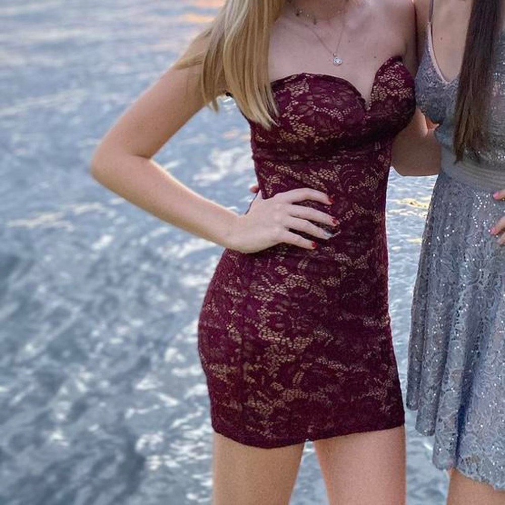 red lace mini dress